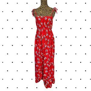 Vintage floral dress with shoulder ties and elastic waist SIZE S (could fit M)
